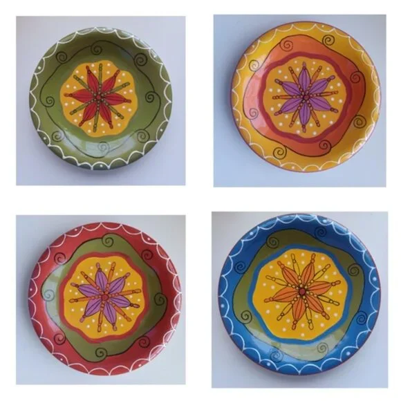Pier 1 Hand-Painted Ironstone Salad Plate Set | 4 Piece | 8.25” Diameter - Picture 2 of 7